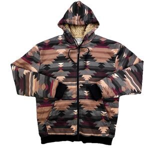 Big Ball Sports Hoodie Adult Medium Sherpa Lined Aztec Southwestern Full Zip